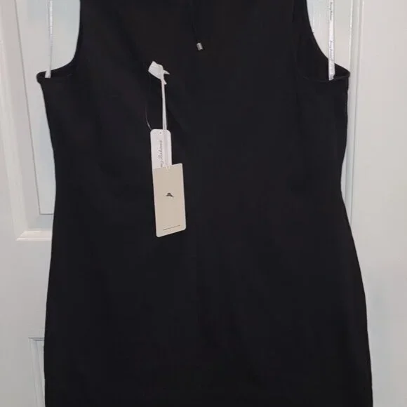 Tommy Bahama Jer-Sea Sheath Dress Women LARGE Black Vacation Beach - Picture 2 of 6